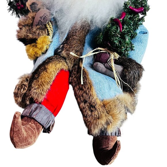 1997 Texas Santa Clause Sitter Posable Peppers Cowboy Hat Armadillo Handmade 24" - Picture 3 of 13